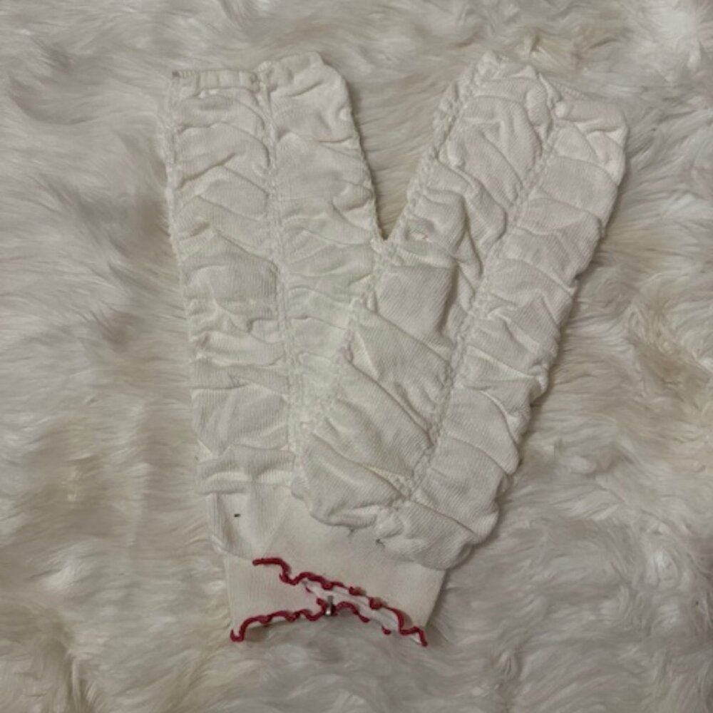 White with Hot Pink Trim Ruffle Legwarmers 7460 NWT Boutique